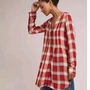 Anthropologie Akemi + Kin Red Plaid Tunic Dress M
